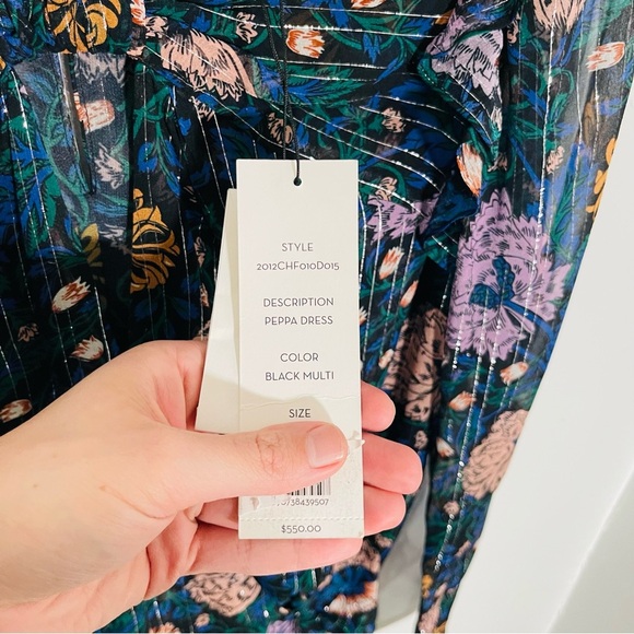 NWT Veronica Beard Peppa Dress Metallic Silk Floral Mini Quiet-Luxury - Picture 5 of 8